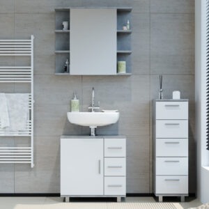 Badmöbel-Set mit Midischrank Beton