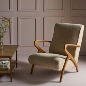 wohnli-moebel-suche-M24138744-1 Sessel aus massiver Eiche mit Leinensitz - L66 cm 66x84x90cm Holz Beige Signature Sofas und Sessel Sessel, Poufs und Fußbänke Sessel