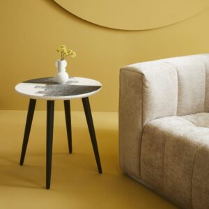 Beistelltisch mit abstraktem Gemälde auf der Tischplatte - L50 cm 50x52x50cm Holz Grau Signature Möbel Wohnzimmermöbel Beistelltische