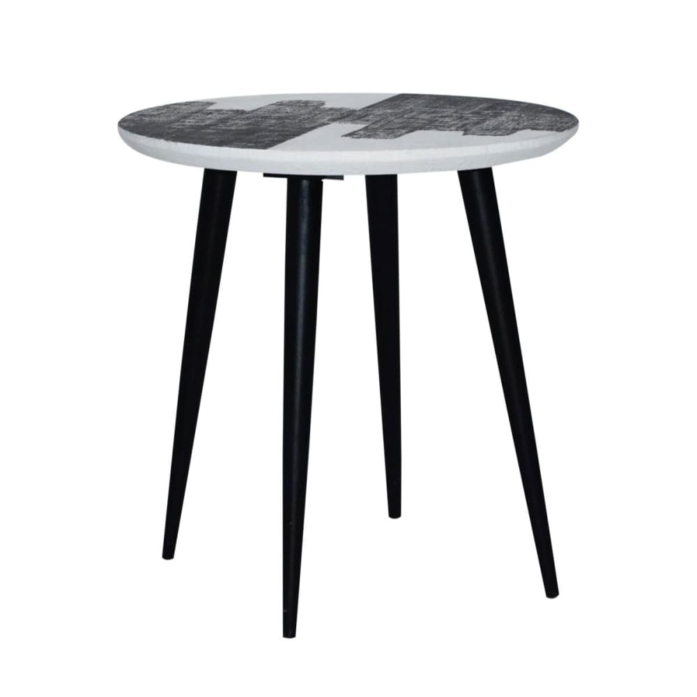 Wohnli Möbelsuche - Beistelltisch mit abstraktem Gemälde auf der Tischplatte - L50 cm