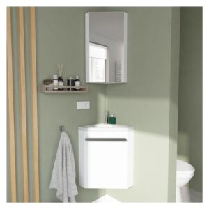 Eckwaschbecken + Badezimmerschrank 35x53x35cm Spanplatte Weiß Mob In Möbel Badezimmermöbel Waschtische
