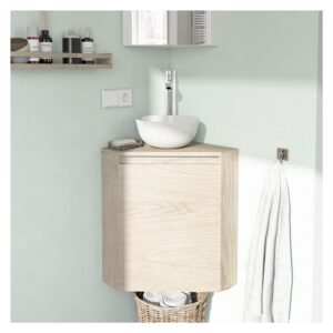 wohnli-moebel-suche-M24139158-1 Eckwaschtischunterschrank + Waschbecken 36x52x36cm Spanplatte Braun Mob In Möbel Badezimmermöbel Waschbecken