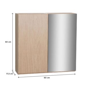 60 cm Badezimmerschrank mit Doppeltür und Spiegel 60x60x17cm Spanplatte Braun Mob In Möbel Badezimmermöbel Badezimmerschränke