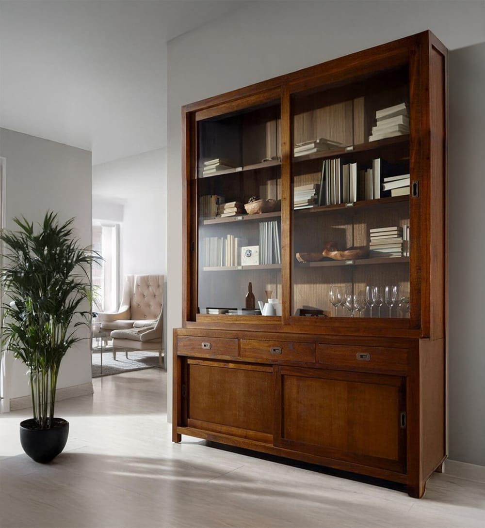 180x132x40cm Holz Braun MOYCOR Möbel Esszimmermöbel Vitrine und Vitrinenschrank