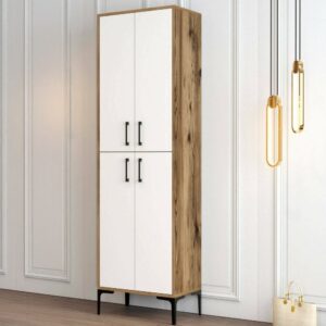Schuhschrank Nussbaum Holz 60x35x200 cm 60x200x35cm Holz Braun Dmora Möbel Flurmöbel Schuhschränke