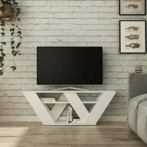 Fernsehschrank Holzeffekt weiß 110x30  cm 110x40x30cm Holz Weiß Dmora Möbel Wohnzimmermöbel TV-Möbel