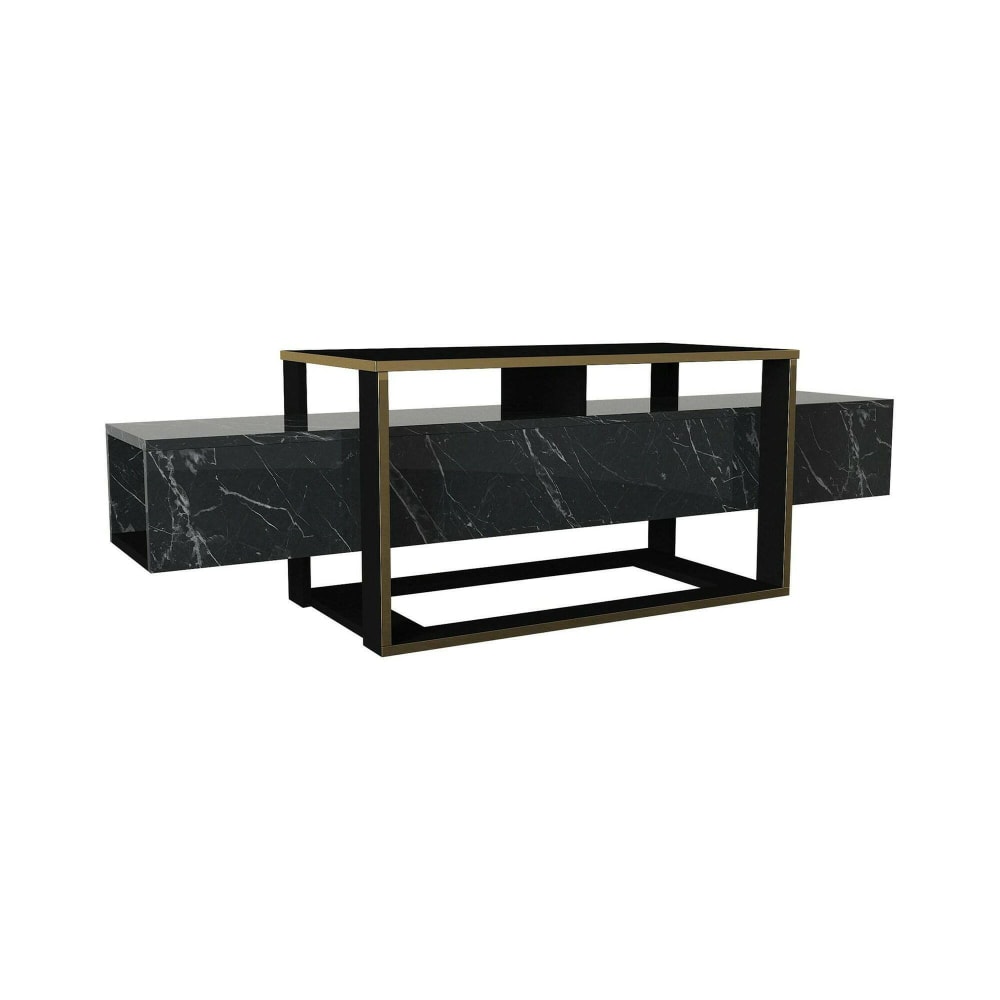 Wohnli Möbelsuche - Fernsehschrank Holzeffekt schwarzes gold 160x46  cm
