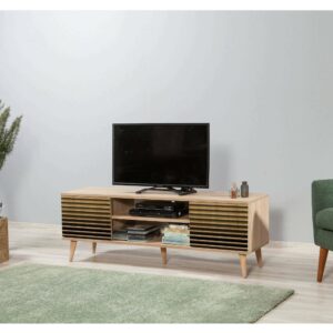 Fernsehschrank Holzeffekt eiche 140x40  cm 140x50x40cm Holz Braun Dmora Möbel Wohnzimmermöbel TV-Möbel