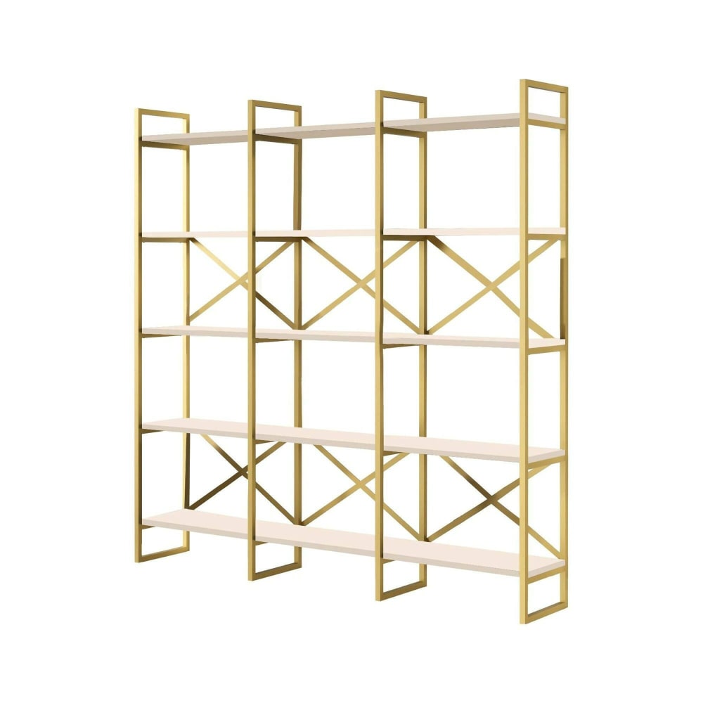 Wohnli Möbelsuche - Bücherregal Holzeffekt weißes gold 170x30  cm