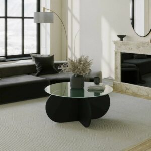 wohnli-moebel-suche-M24141219-1 Couchtisch aus beschichtetem Holz Schwarz 75x75x35h cm 75x35x75cm Holz Schwarz Dmora Möbel Wohnzimmermöbel Couchtische