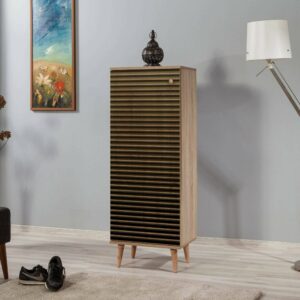 Schuhschrank Holzeffekt eiche 50x38  cm 50x135x38cm Holz Braun Dmora Möbel Flurmöbel Schuhschränke