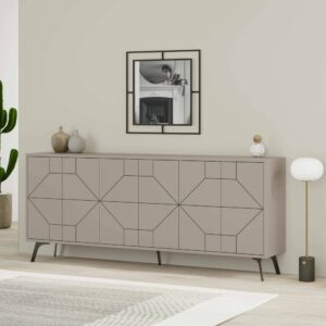 Kommode Holzeffekt zement 184x35  cm 184x77x35cm Holz Grau Dmora Möbel Esszimmermöbel Sideboards, Highboards & niedrige Anrichten