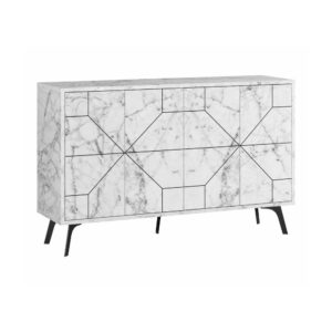 Wohnli Möbelsuche - Kommode Holzeffekt weisser marmor 123x35  cm