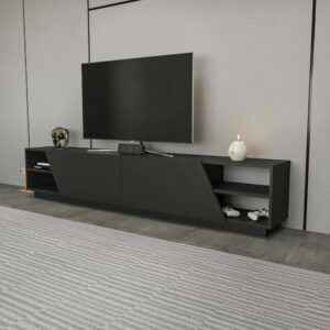 Fernsehschrank Holzeffekt anthrazit 240x37  cm 240x47x37cm Holz Schwarz Dmora Möbel Wohnzimmermöbel TV-Möbel