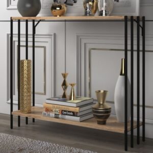 Industrielle Konsole mit Regalen 90x80x26cm Metall Braun Concept Usine Möbel Wohnzimmermöbel Konsolentische