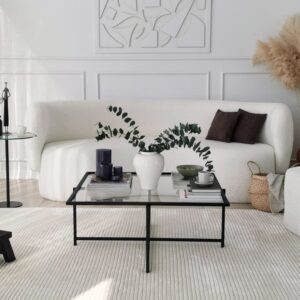 Couchtisch Design Schwarz aus Glas 85x35x85cm Metall Schwarz Concept Usine Möbel Wohnzimmermöbel Couchtische