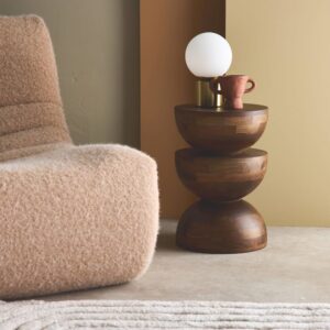 Beistelltisch aus Mangoholz nussbaumfarben Ø 30 30x45x30cm Holz Braun sweeek Möbel Wohnzimmermöbel Beistelltische