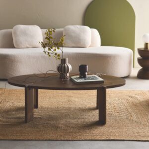 Ovaler Couchtisch aus massivem Mangoholz 120 cm 120x36x65cm Holz Braun sweeek Möbel Wohnzimmermöbel Couchtische