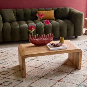 wohnli-moebel-suche-M24142884-1 Rechteckiger Couchtisch aus massiver Akazie naturfarben 100 cm 100x40x50cm Holz Beige sweeek Möbel Wohnzimmermöbel Couchtische