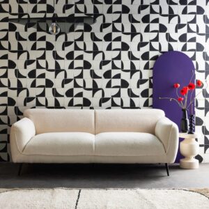 3-Sitzer-Sofa mit cremefarbenem Bouclé-Bezug Metallfüße 205x76x82cm Plüsch Weiß sweeek Sofas und Sessel Sofas Ecksofas