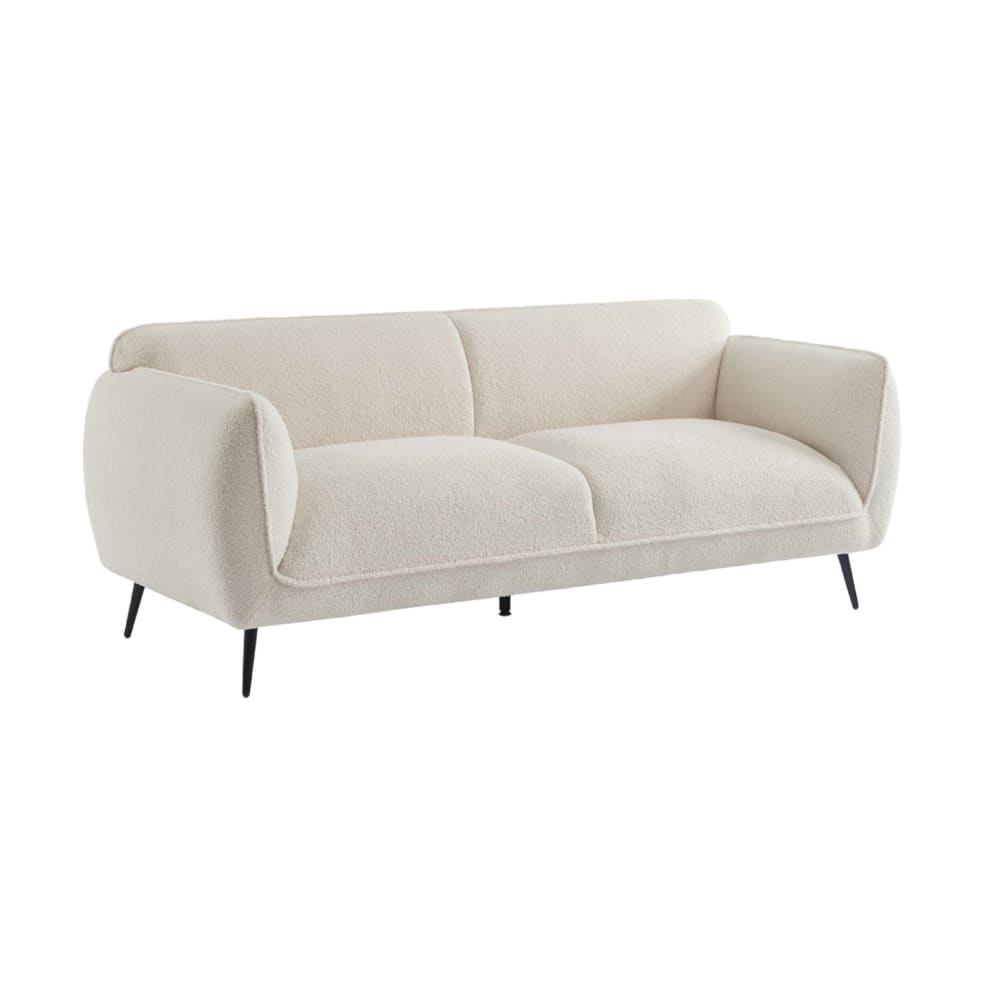 Wohnli Möbelsuche - 3-Sitzer-Sofa mit cremefarbenem Bouclé-Bezug Metallfüße