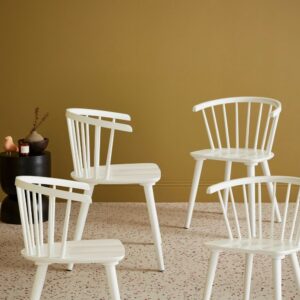 4er-Set weiße Sprossenstühle aus Holz und Sperrholz 53x76x47cm Holz Weiß sweeek Möbel Esszimmermöbel Stühle