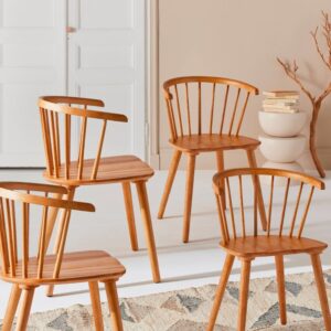 4er-Set naturfarbene Sprossenstühle aus Holz und Sperrholz 53x76x47cm Holz Beige sweeek Möbel Esszimmermöbel Stühle