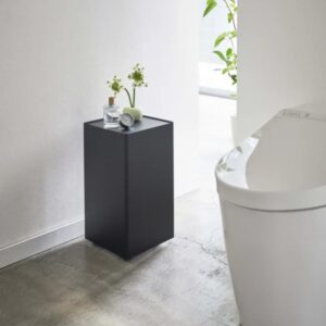 Toilettenpapierhalter mit Rollen H43 cm - Schwarz 24x43x24cm Metall Schwarz Yamazaki Möbel Badezimmermöbel Badezimmerregale