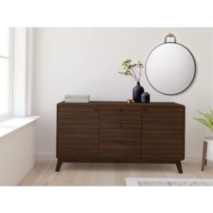 wohnli-moebel-suche-M24147271-1 Anrichte mit 2 Türen und 3 Schubladen in Walnussoptik 39x75x140cm Spanplatte Braun Loft24 Möbel Esszimmermöbel Sideboards, Highboards & niedrige Anrichten