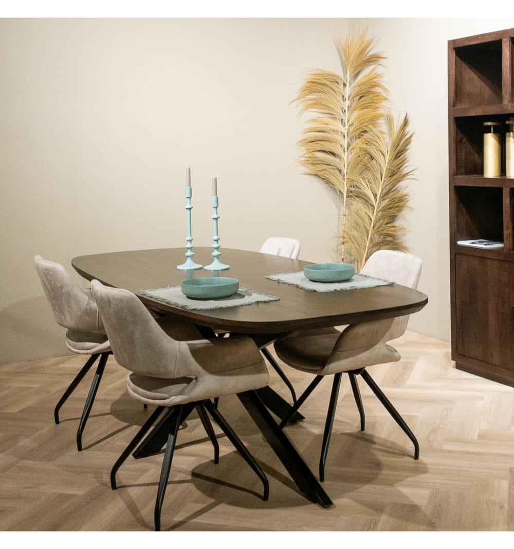 Ovaler Esstisch 6/8 p, L.210 cm, Walnuss gebeiztes Mangoholz 210x76x105cm Holz Braun Moloo Möbel Esszimmermöbel Esstische