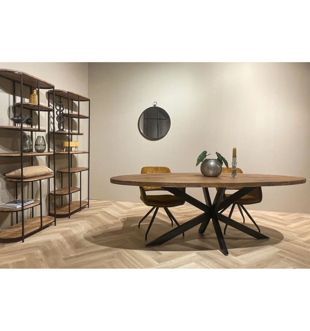 Ovaler Esstisch  8/10 Personen 210 cm aus Massivholz 210x76x100cm Holz Braun Moloo Möbel Esszimmermöbel Esstische