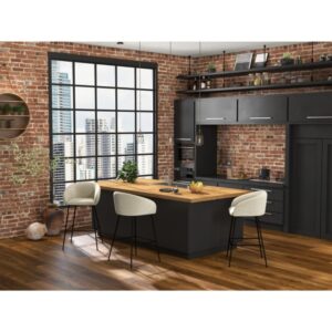 wohnli-moebel-suche-M24147531-1 Barstuhl aus Stoff Luxury Grège (x2) 53x89x57cm Stoff Beige Moloo Möbel Esszimmermöbel Barhocker