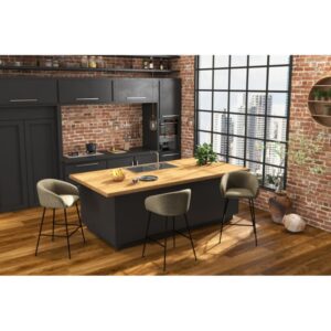 Barstuhl aus Stoff Luxury Braun (x2) 53x89x57cm Stoff Braun Moloo Möbel Esszimmermöbel Barhocker