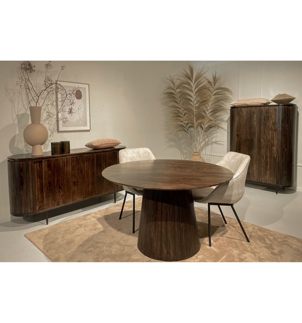 Runder Esstisch 4 Personen D130 cm braunem Holz 130x76x130cm Holz Braun Moloo Möbel Esszimmermöbel Esstische