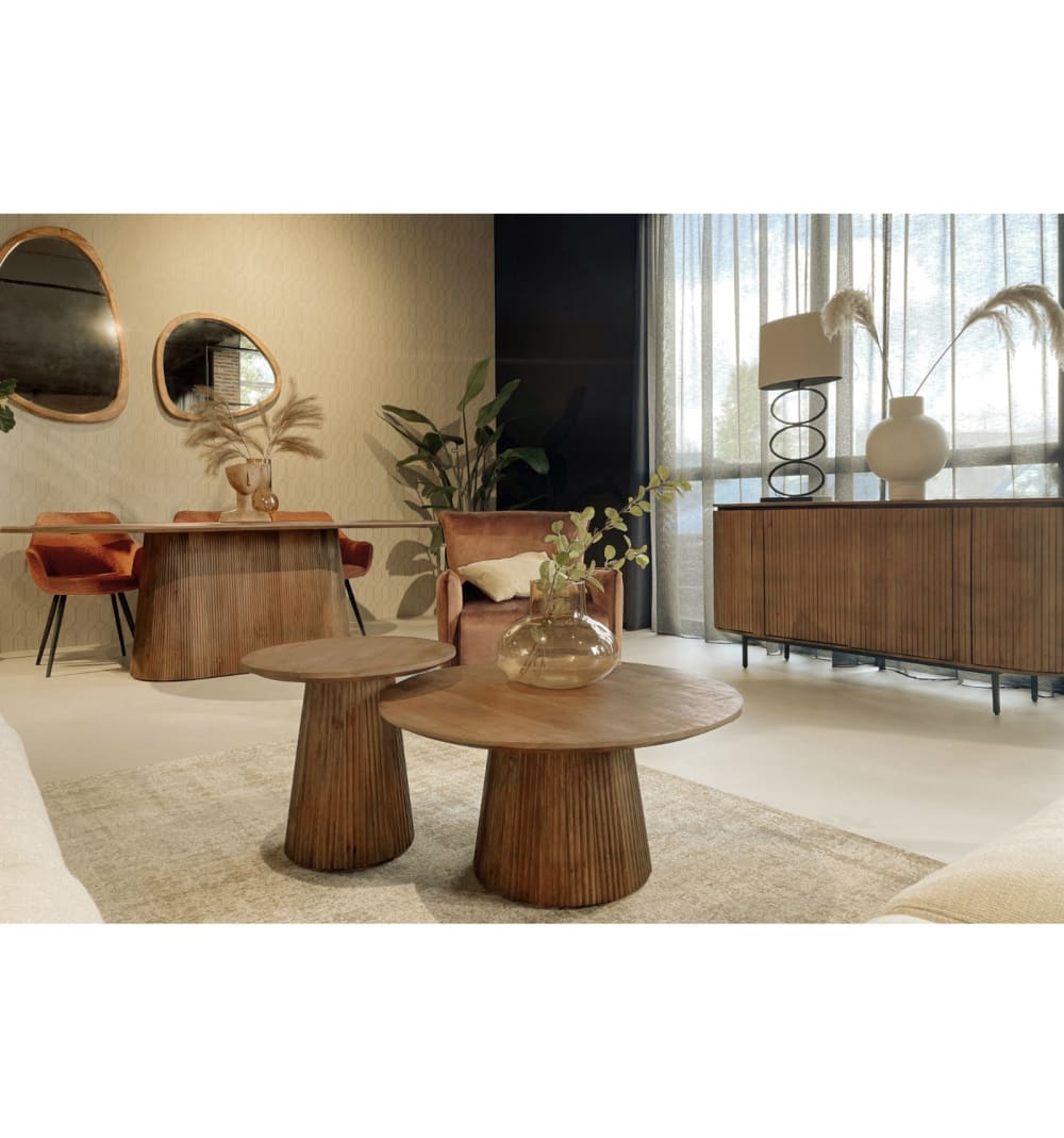 Ovaler Esstisch für 8/10 Personen L.230 Massives Mangoholz 230x76x110cm Holz Braun Moloo Möbel Esszimmermöbel Esstische