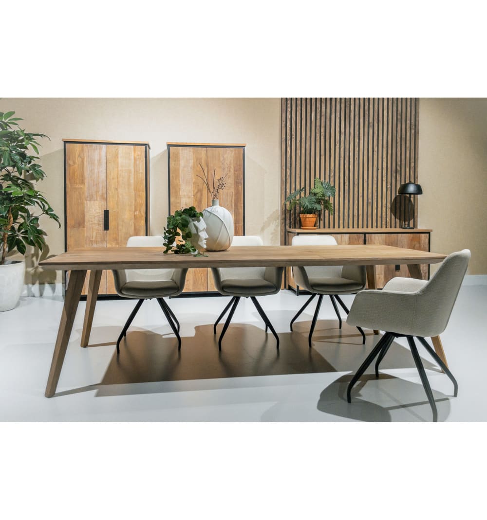 Rechteckiger Esstisch 8/10 pl. L.220 aus recyceltem Teakholz 220x79x100cm Holz Braun Moloo Möbel Esszimmermöbel Esstische