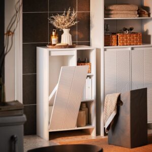 wohnli-moebel-suche-M24147885-1 Wäscheschrank mit wäschesack weiß 50x86x30cm Spanplatte Weiß SoBuy Möbel Badezimmermöbel