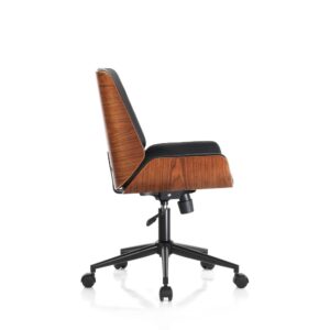 wohnli-moebel-suche-M24148746-1 Bürostuhl aus Holz mit schwarzem Lederbezug 55x87x58cm Holz Schwarz ORESTELUCHETTA Möbel Büromöbel Bürostühle