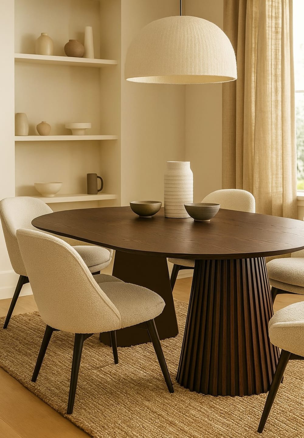 Ausziehbarer runder Tisch aus Eichenfurnier 200x75x120cm Holz Braun House Nordic Möbel Esszimmermöbel Esstische