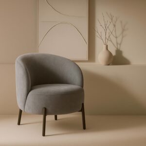 wohnli-moebel-suche-M24150716-1 Relaxsessel aus Metall und grauem Stoff 73x76x66cm Stoff Grau Oviala Sofas und Sessel Sessel, Poufs und Fußbänke Sessel