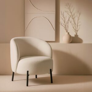 wohnli-moebel-suche-M24150722-1 Relaxsessel aus Metall und Stoff in Ecru 73x76x66cm Stoff Weiß Oviala Sofas und Sessel Sessel, Poufs und Fußbänke Sessel