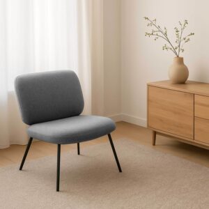 Set mit 2 Relaxsesseln aus Stahl und dunkelgrauem Stoff 73x75x65cm PES - Polyester Grau Oviala Sofas und Sessel Sessel, Poufs und Fußbänke Sessel