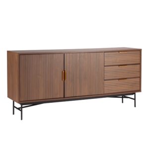 wohnli-moebel-suche-M24150727 Wohnli Möbelsuche - Sideboard 2 Türen und 3 Schubladen aus Melamin und Stahl 160 cm braun