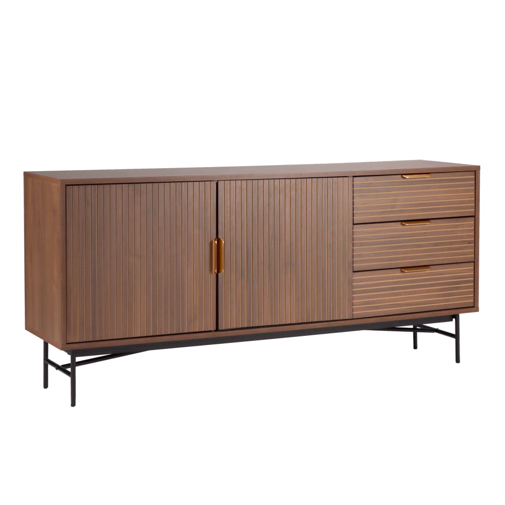 wohnli-moebel-suche-M24150727 Wohnli Möbelsuche - Sideboard 2 Türen und 3 Schubladen aus Melamin und Stahl 160 cm braun