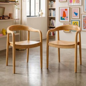 wohnli-moebel-suche-M24150744-1 Set mit 2 Stühlen im skandinavischen Stil aus natürlichem Ulmenholz 55x75x55cm Holz Braun Oviala Möbel Esszimmermöbel Stühle