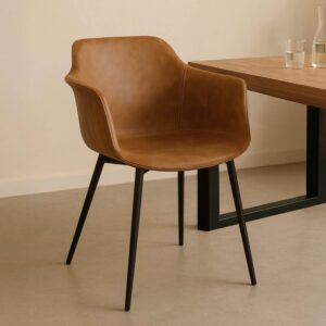 wohnli-moebel-suche-M24150746-1 2er-Set Industriesessel aus Stahl und Textilien in braun 58x83x58cm PVC - Polyvinlychlorid Braun Oviala Möbel Esszimmermöbel Stühle