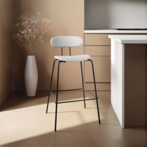 wohnli-moebel-suche-M24150754-1 Set mit 2 Hochstühlen aus Stahl und grauem Holz 52x97x52cm Holz Grau Oviala Möbel Esszimmermöbel Stühle