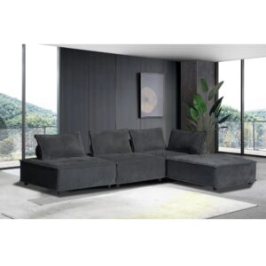 wohnli-moebel-suche-M24153437-1 Ecksofa 4-Sitzer Dunkelgrau 100x39x100cm Spanplatte Grau Concept Usine Sofas und Sessel Sofas Ecksofas