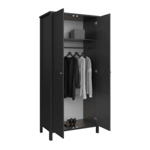 Kleiderschrank Tromsø 89x195x50cm Spanplatte Braun ebuy24 Möbel Schlafzimmermöbel Schränke