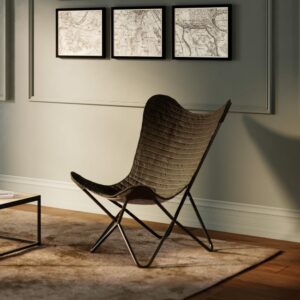 wohnli-moebel-suche-M24153888-1 Schmetterlingssessel aus braunem Ziegenleder 75x90x77cm Leder Braun Maison Pavane Sofas und Sessel Sessel, Poufs und Fußbänke Sessel